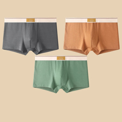 Men's Cotton Boxer Shorts 3Pcs Solid Color Set