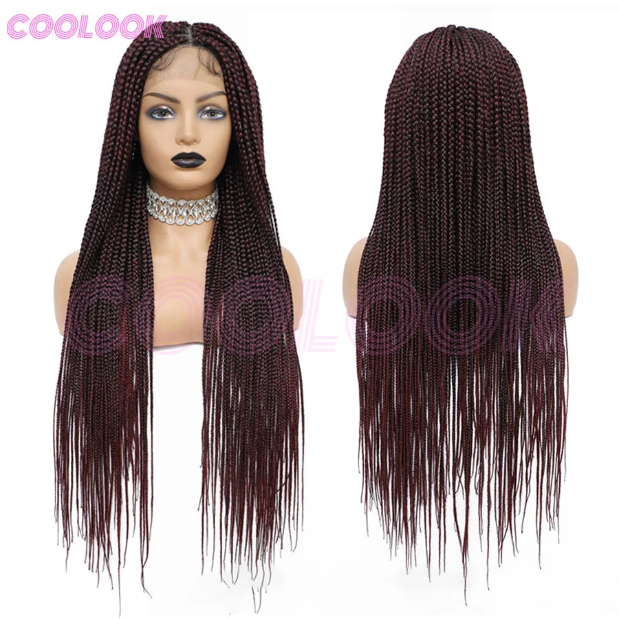 Cornrows Braided Wig 36 Inches Synthetic Hair Black