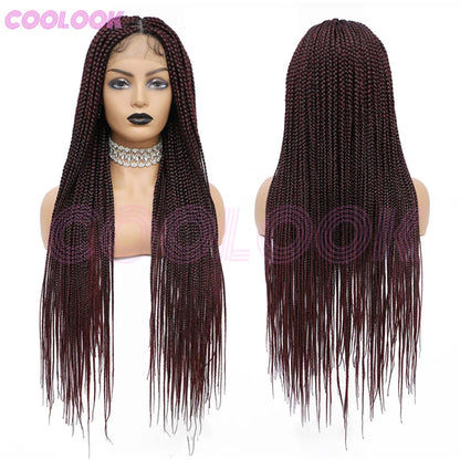 Cornrows Braided Wig 36 Inches Synthetic Hair Black