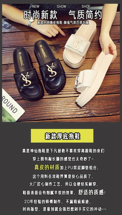 Women's Casual Leather Sandals with Thick Bottom