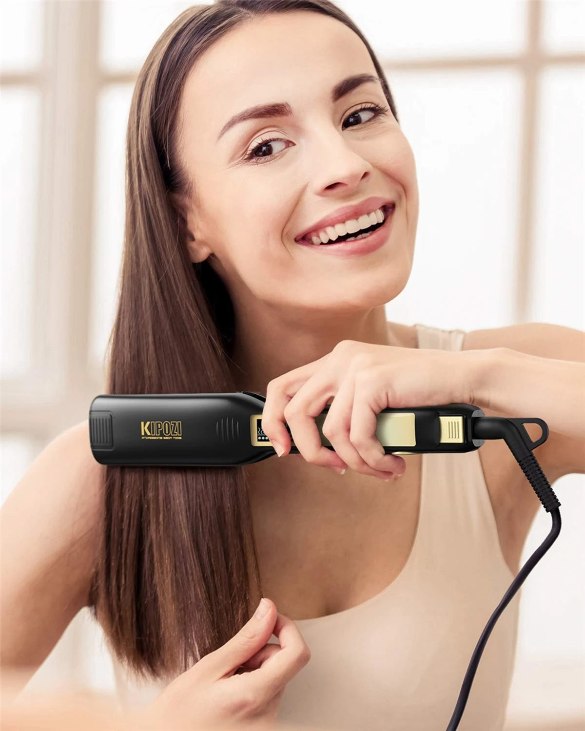 KIPOZI Titanium Flat Iron with Digital LCD Display