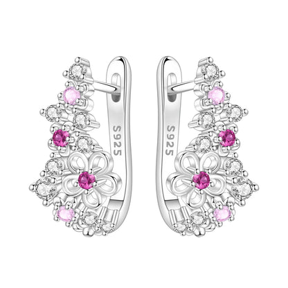 S925 Sterling Silver Iris Flower Hoop Earrings for Women