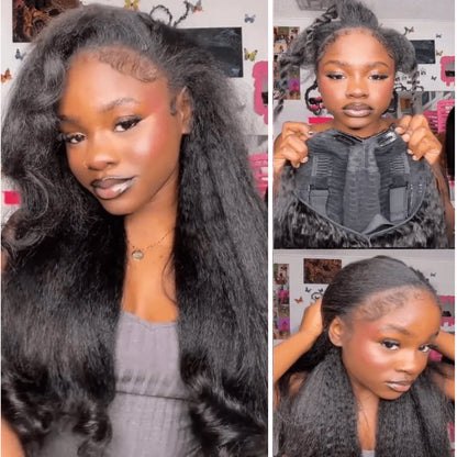Kinky Straight V Part Wig 220% Density Human Hair