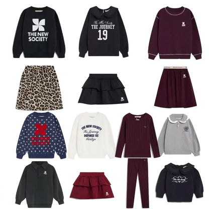 Kids Cute Print Cotton Sweatshirt and Skirt Set