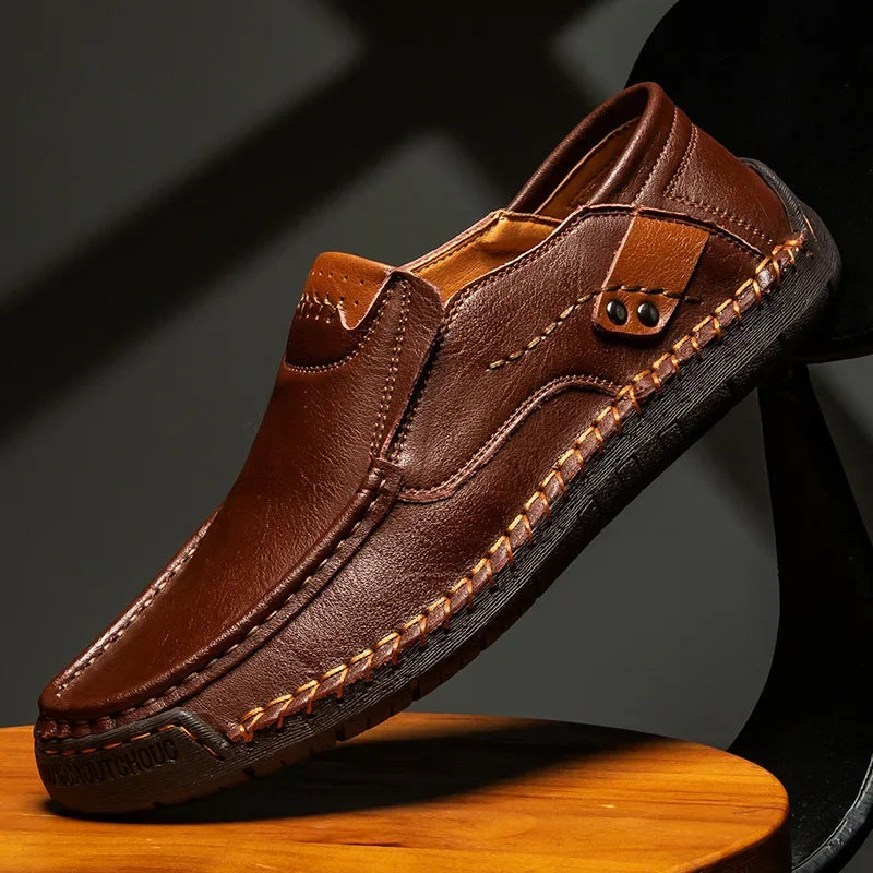 Men's Genuine Leather Slip-On Loafers Casual Shoes