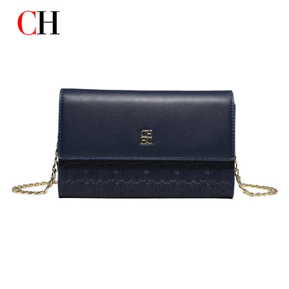 CH Women PU Leather Crossbody Bag with Metal Chain