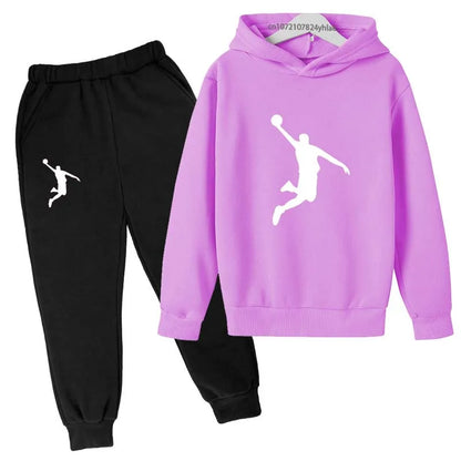 Kids Casual Hoodie and Pants Tracksuit Set