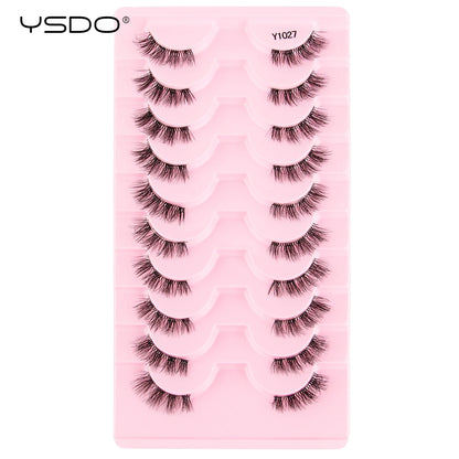YSDO 5/10 Pairs Natural Soft Black Half Lashes
