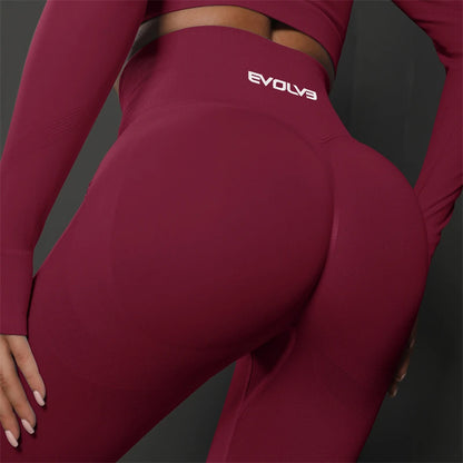 Evolve Women's Seamless Peach Leggings for Yoga and Fitness