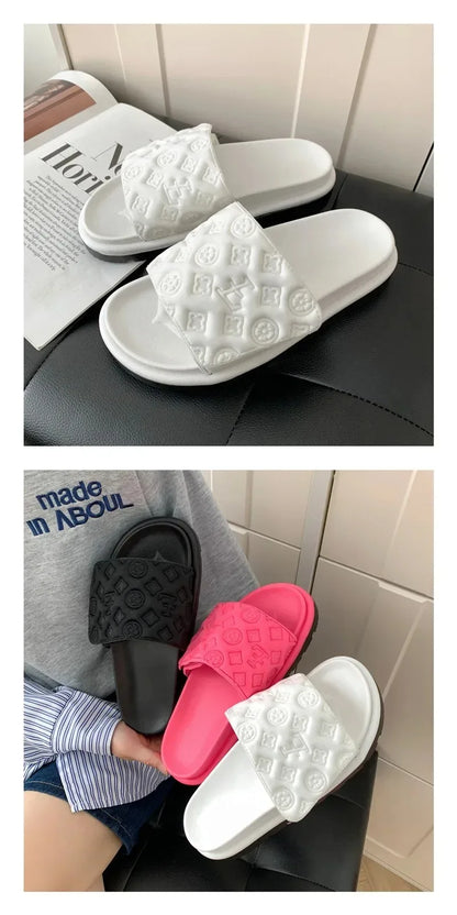 Ladies Canvas Flat Slippers Summer Sandals for Women
