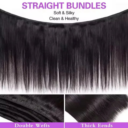 Bone Straight Raw Human Hair Bundles 36 40 Inch Black