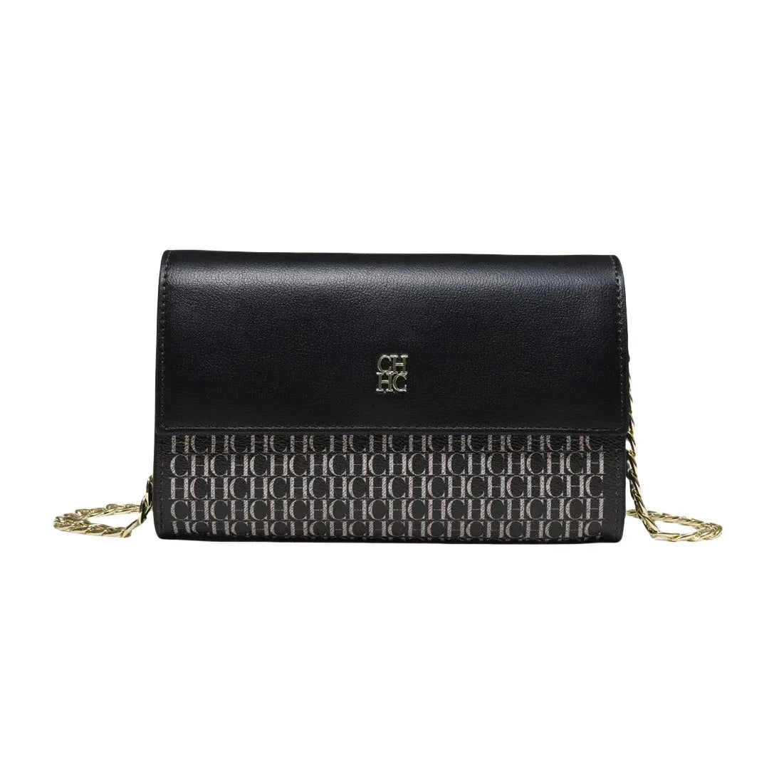 CH Women PU Leather Crossbody Bag with Metal Chain