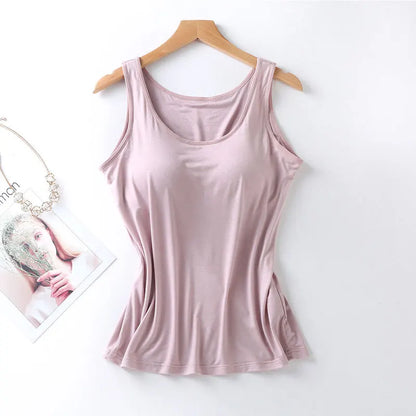 Women's Slim Fit Tank Top with Built-In Bra