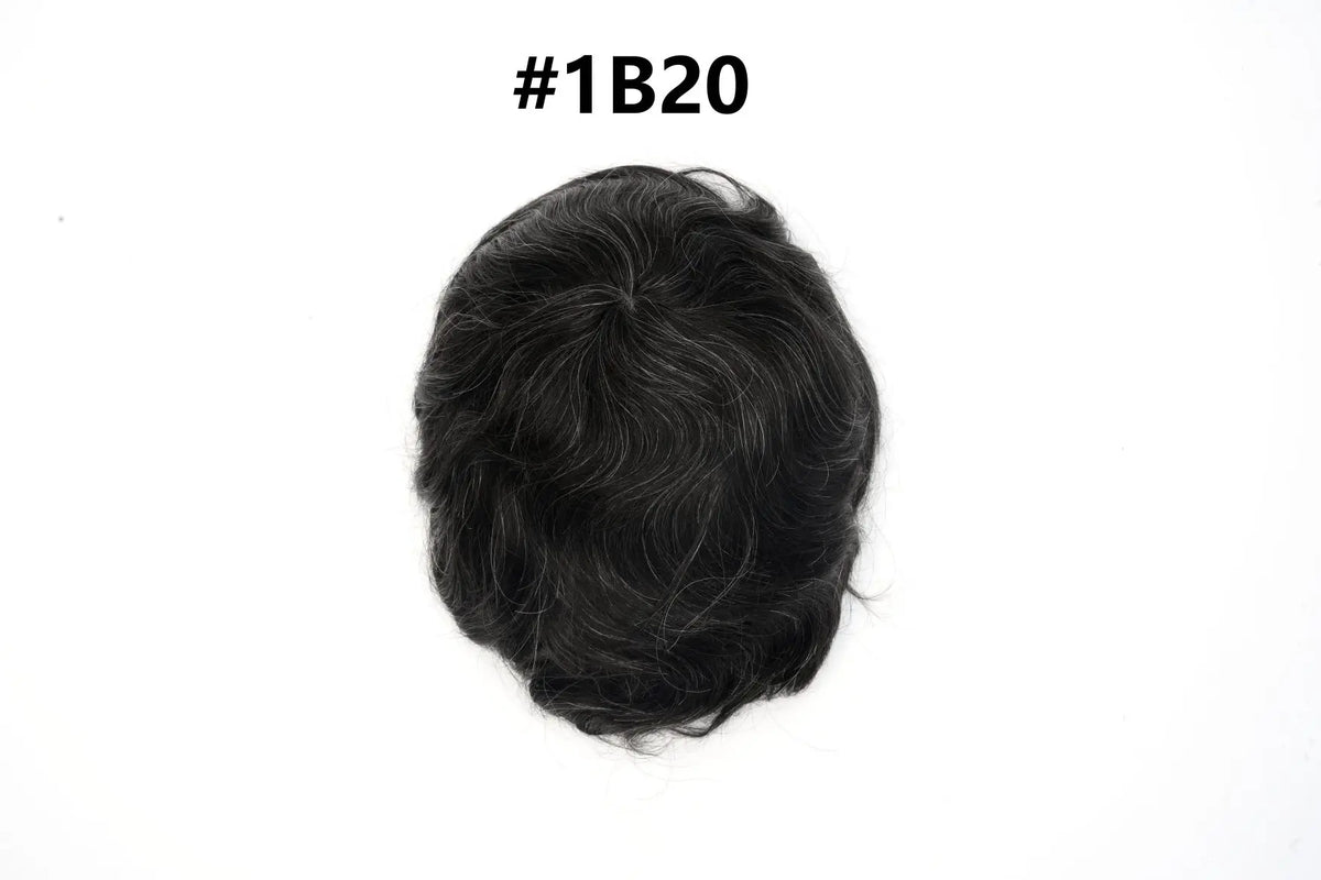 V Loop Silk Base Wavy Toupee for Men 8x10