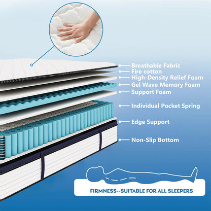 Queen Gel Memory Foam Hybrid Mattress