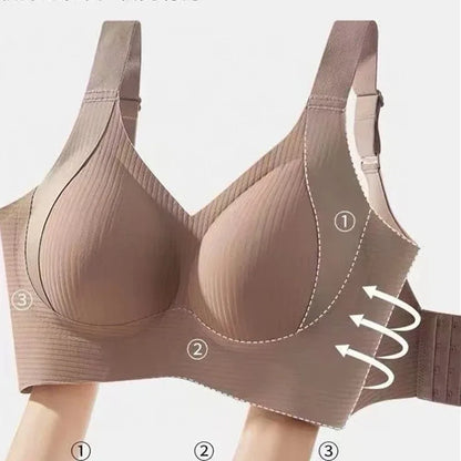 Traceless Women's Bra, Wire-Free, Polyester, Large Size