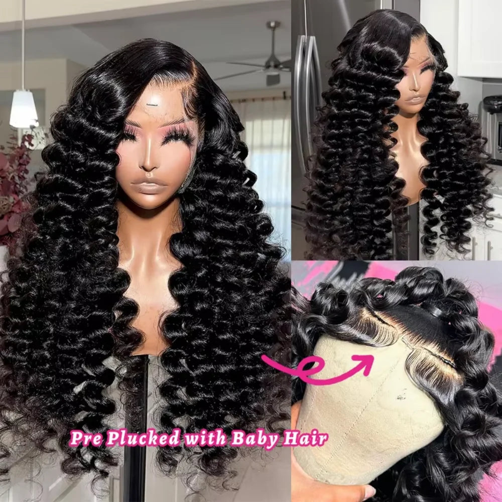 Loose Deep Lace Front Human Hair Wig 30 40 Inches