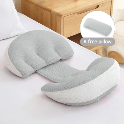 Pregnancy Pillow with Auxiliary Cotton Waist Support