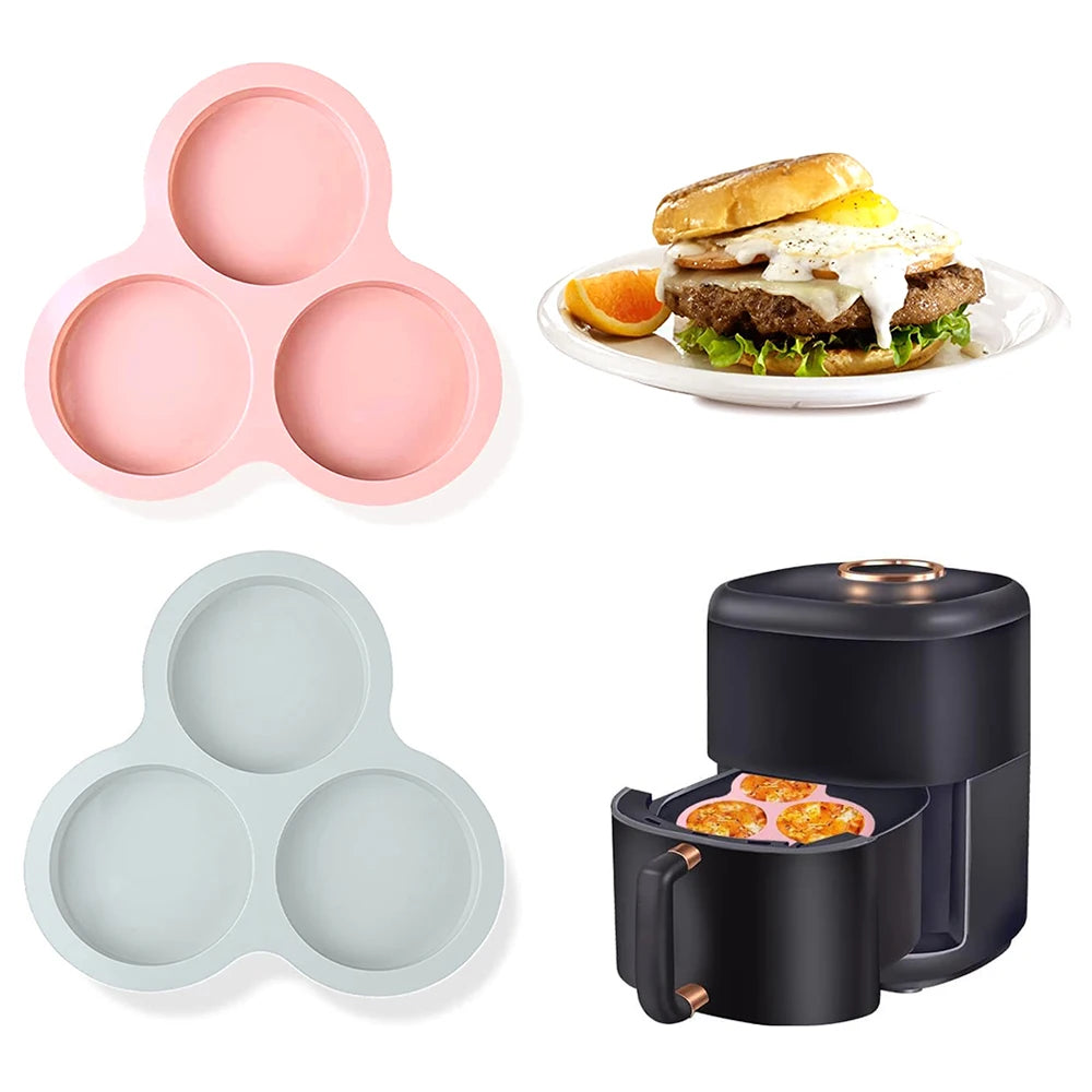 Silicone 3-Cavity Egg Mold for Air Fryer Baking