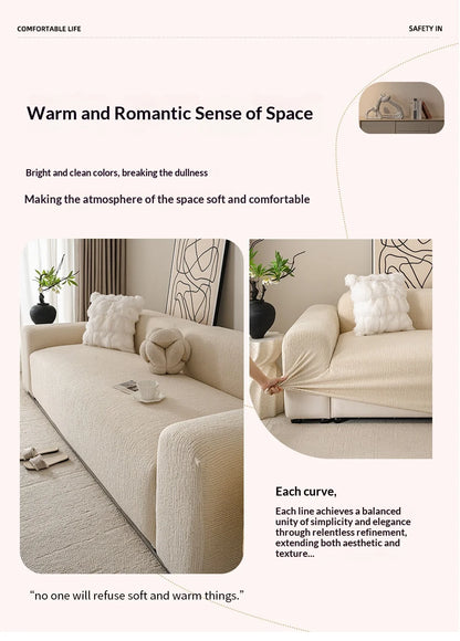 Jacquard Sofa Cover Thick Elastic for L-Shaped Sofa