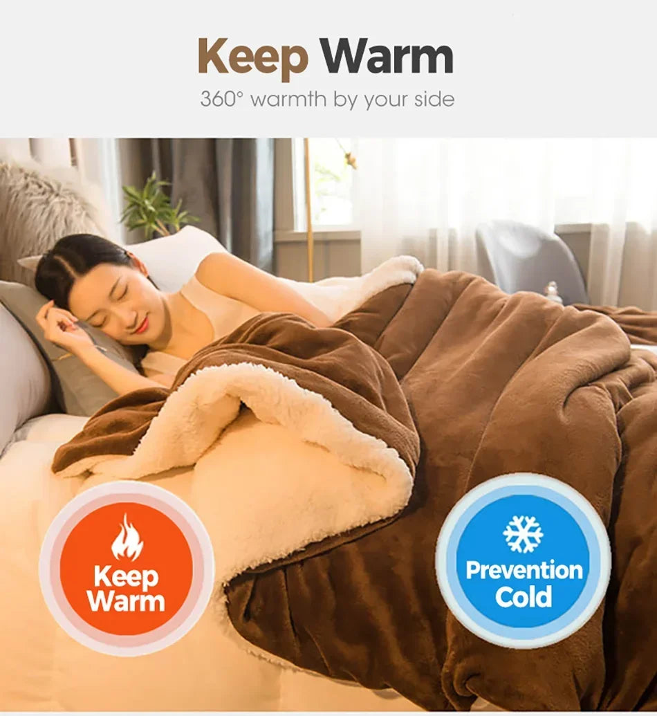 Wool Throw Blanket Double Sided Queen Size Winter Use