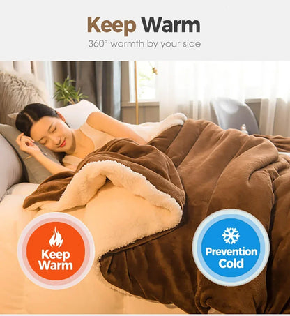 Wool Throw Blanket Double Sided Queen Size Winter Use