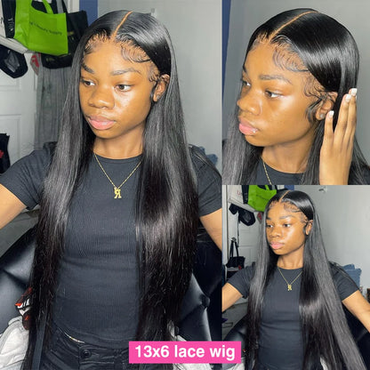 Bone Straight Lace Front Wig 30 40 Inch Human Hair