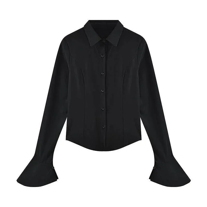 Slim Flared Sleeve Cotton Women's Shirt Tunic