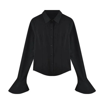 Slim Flared Sleeve Cotton Women's Shirt Tunic