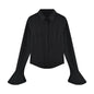 Slim Flared Sleeve Cotton Women's Shirt Tunic