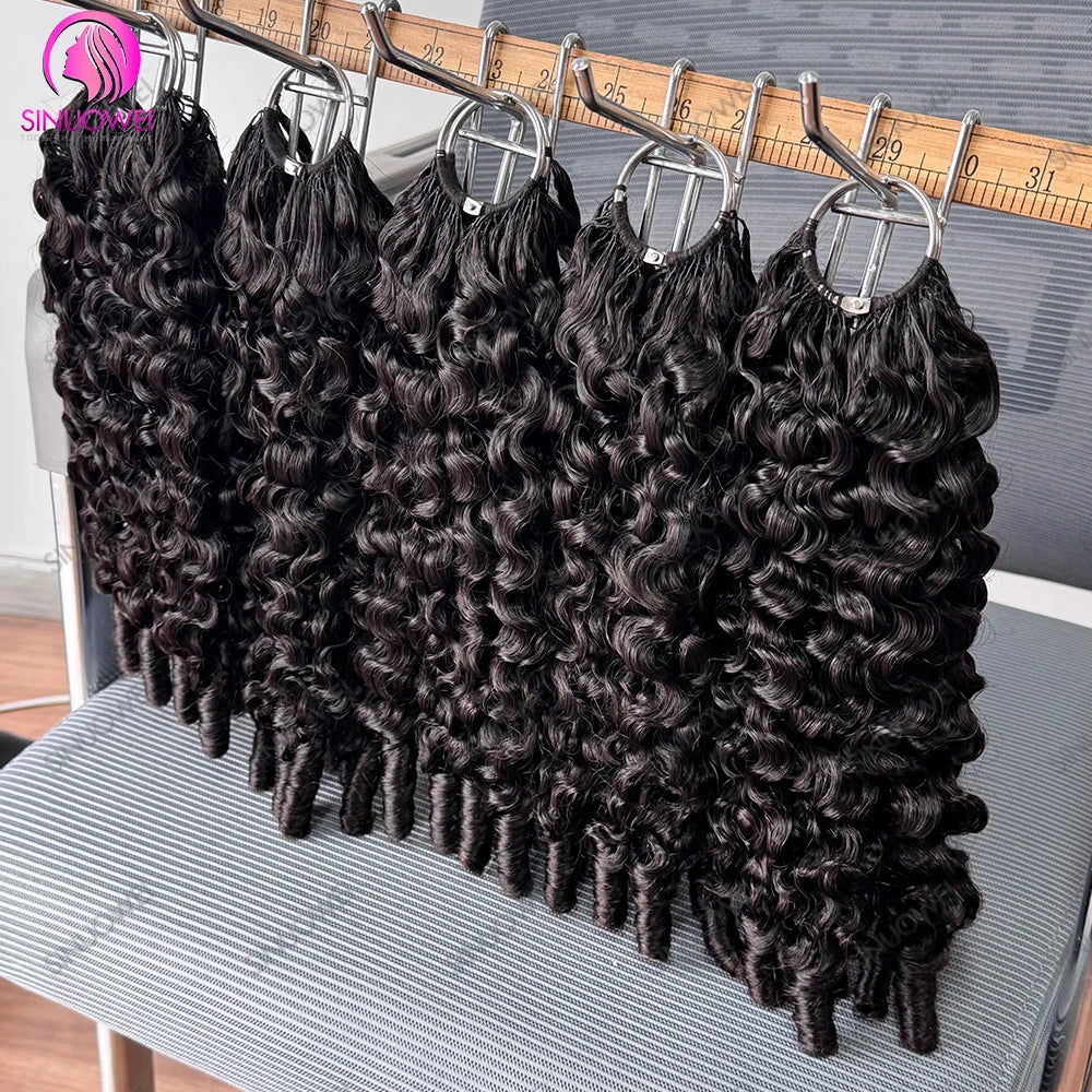Burmese Curly Human Hair Feather Crochet Extensions