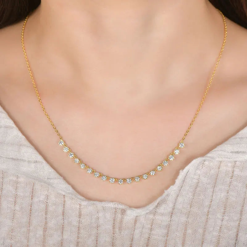Moissanite Bubble-Style Necklace 3mm D VVS1 14K Gold Filled