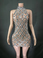 Sparkly Rhinestones Sleeveless Evening Dress for Women