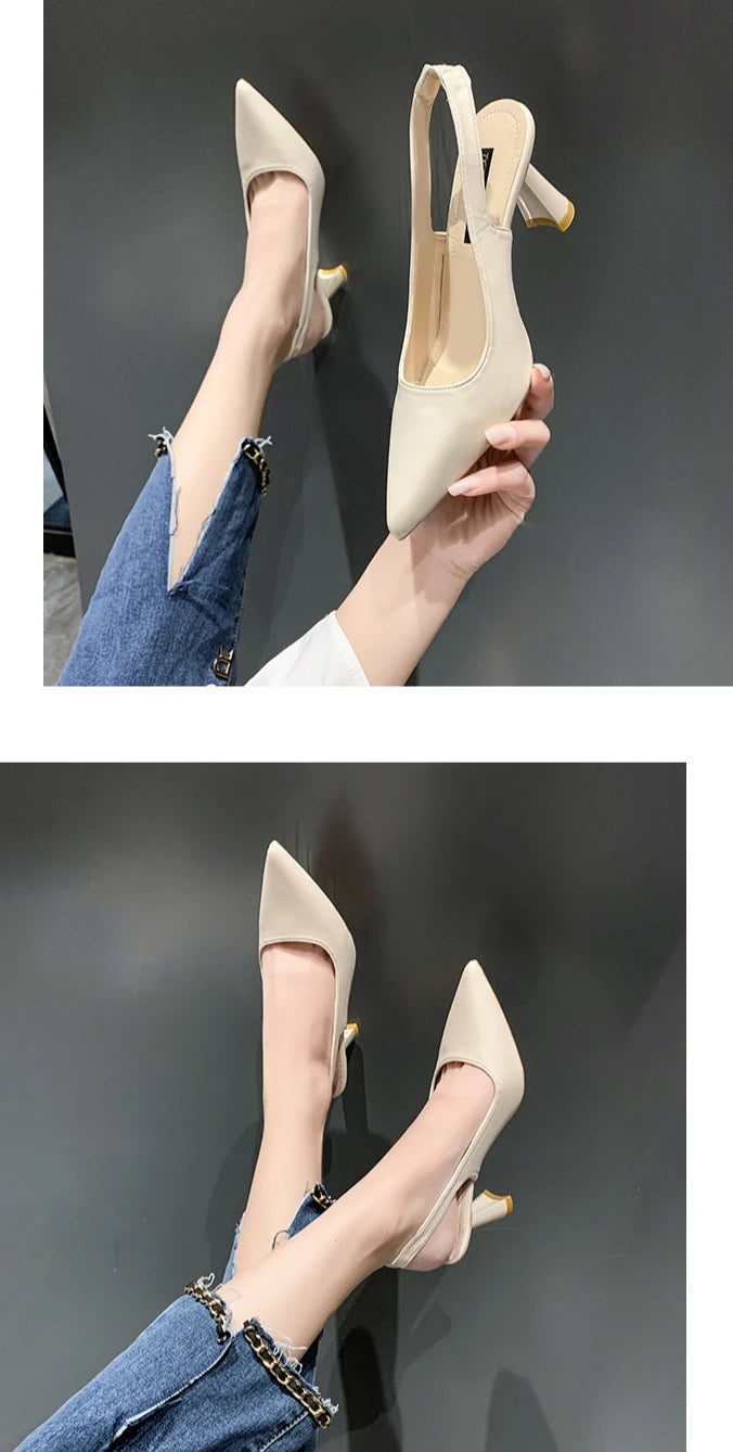 Breathable Pointed Toe Stiletto Heel PU Women's Sandals