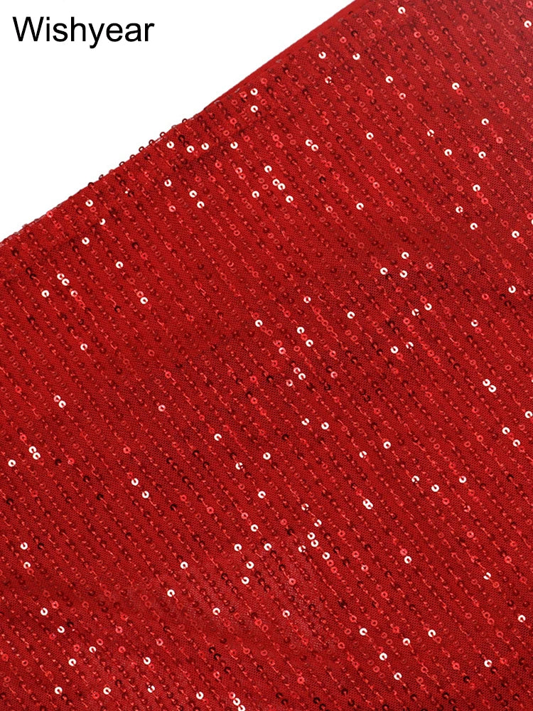 Luxury Red Hooded Dress for Women with Sequins