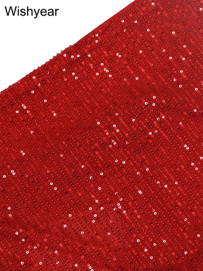 Luxury Red Hooded Dress for Women with Sequins