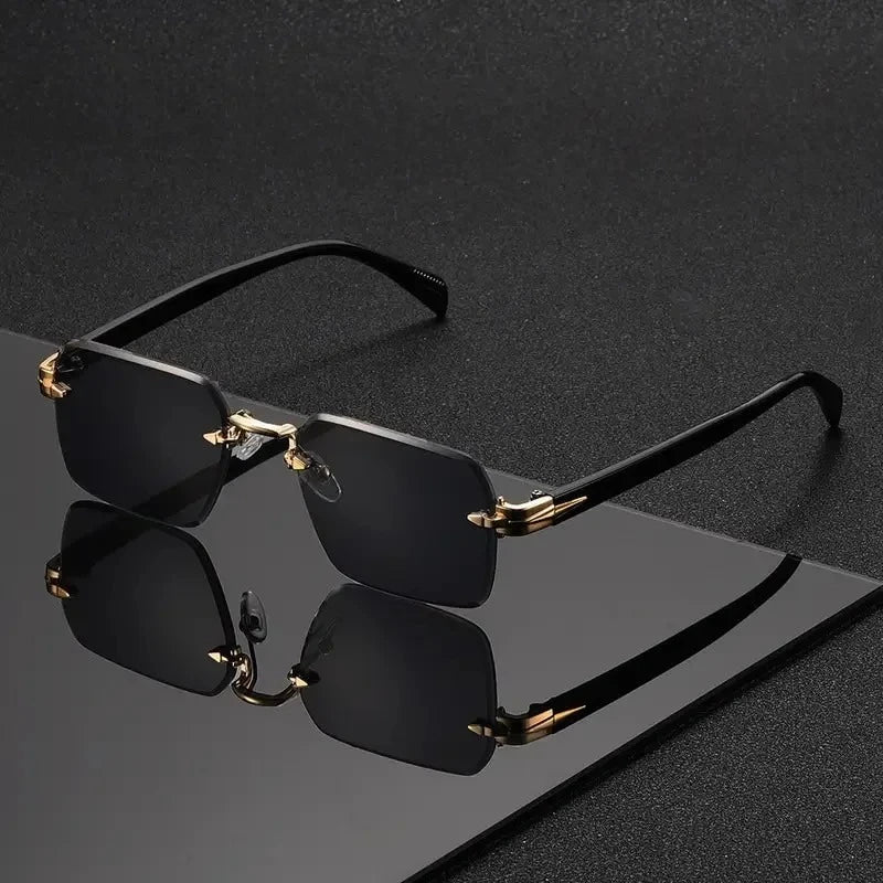 Rimless Rectangle Sunglasses for Unisex with UV400 Protection