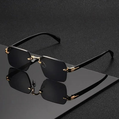 Rimless Rectangle Sunglasses for Unisex with UV400 Protection