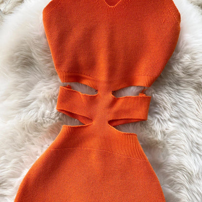 YuooMuoo Women Knitted Bodycon Dress with Cut Out Waist