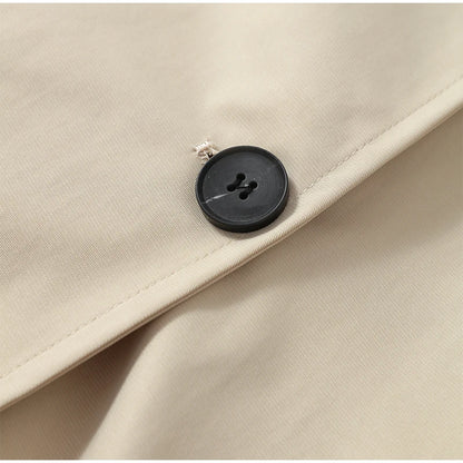 Khaki Long Color-block Stripe Trench Coat for Women