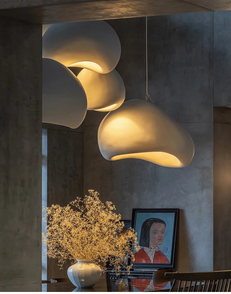 Nordic Wabi Sabi Pendant Lamp Brushed Nickel LED Chandelier