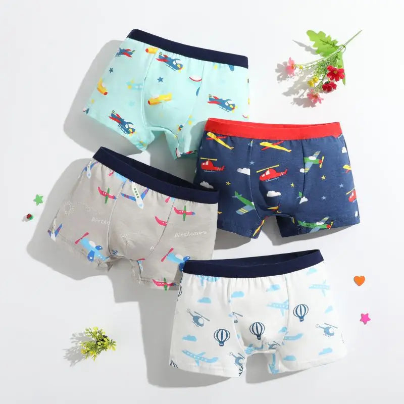 Boys Cotton Boxer Briefs with Dinosaur Print