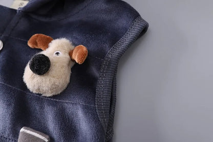 Baby Boys Cartoon Dog Fleece Vest Coat Pants Set