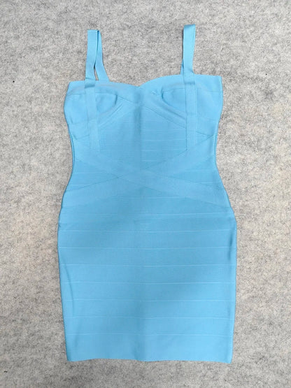BEAUKEY Blue Mini Bandage Dress for Women XL