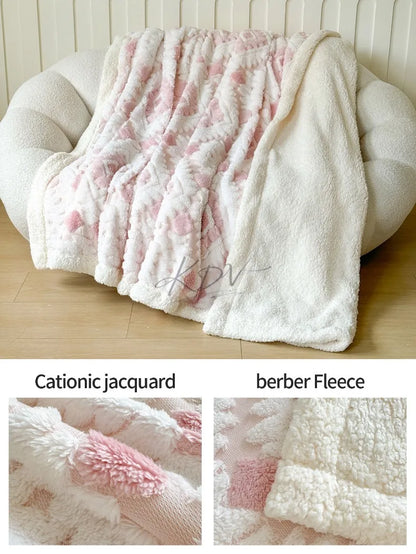 Geometric Jacquard Fleece Blanket Double Layer Taffeta