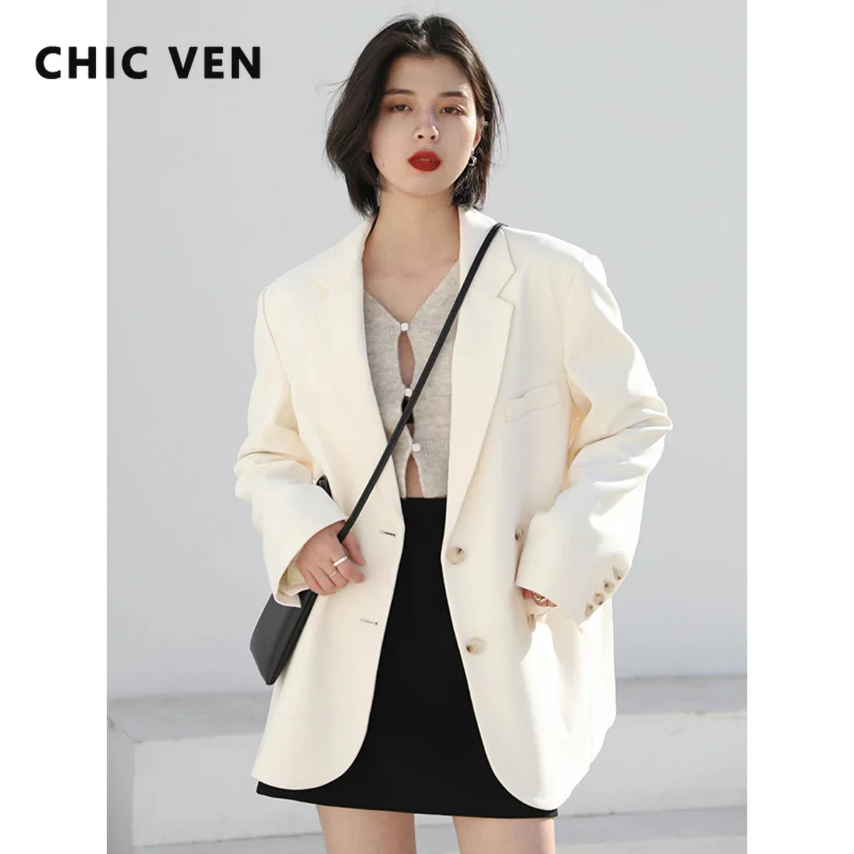 CHIC VEN Women's Solid Blazer Long Sleeve Office Wear