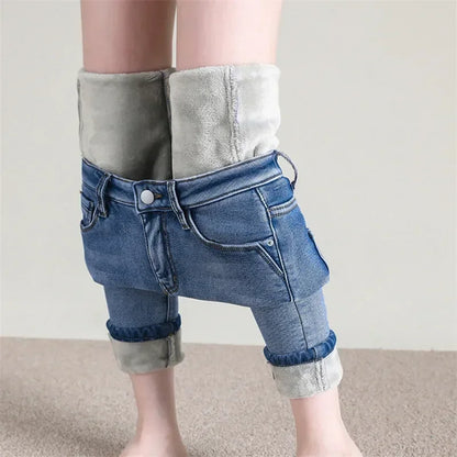 Women's Winter Plush Stretch Skinny Jeans