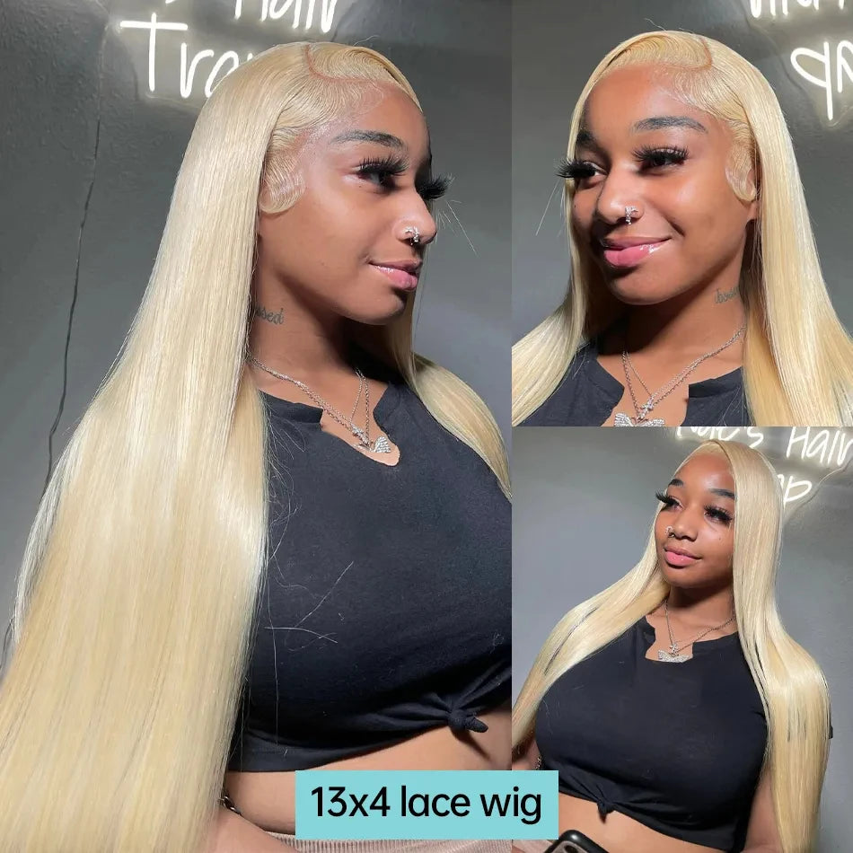 613 Blonde Human Hair Lace Front Wig 30 Inch Straight