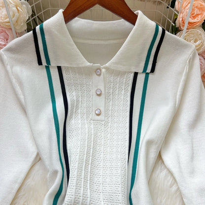 Women Knitted Mini Dress with Ruffles