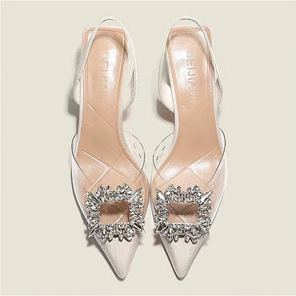 Crystal Transparent Pointed Toe High Heels for Women